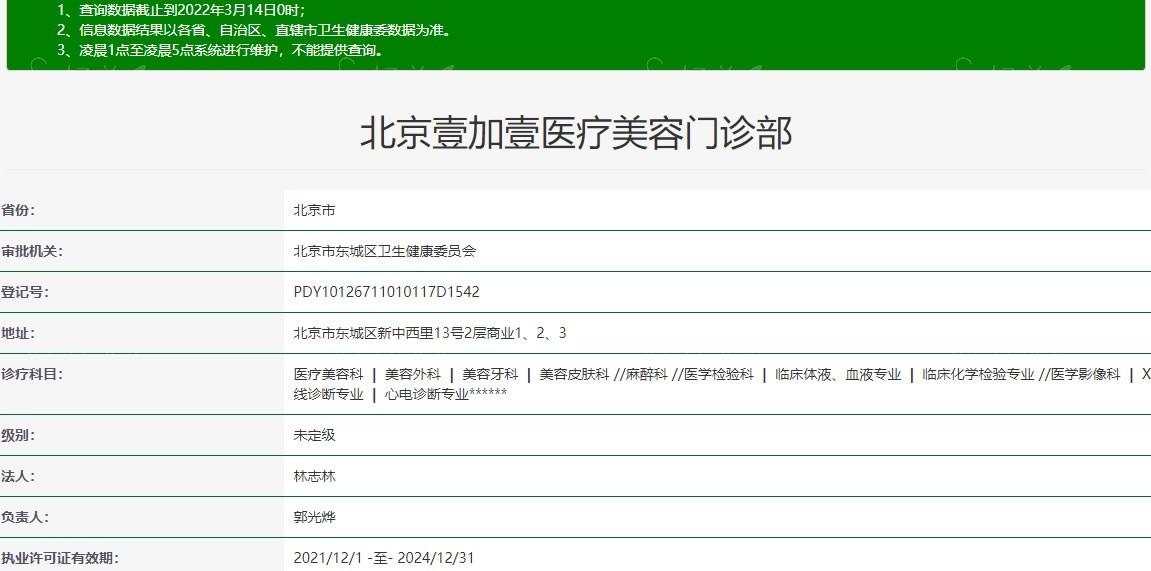 北京壹加壹医疗美容